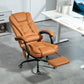 7-Point Vibrating Massage Office Chair with Footrest, High Back Reclining Computer Chair with Lumbar Support – Light Brown