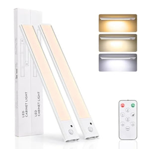 2-Pack 12-Inch LED Under Cabinet Lights with Motion Sensor, USB-C Rechargeable, Magnetic Wireless Mount & 3 Color Temperatures