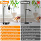 Industrial Table Lamp with Glass Shade, Stepless Dimming, USB-A and USB-C Charging Ports, Power Outlet, Bedside Desk Lamp