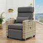 Adjustable Wicker Recliner Chair – 150° Reclining Patio Lounge Chair with Footrest, Flip-Up Side Table & Removable Cushion, Grey