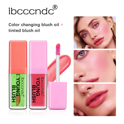 Tinted Blush Oil for Cheeks and Lips, Hydrating Lightweight Liquid Tint, Natural Dewy Finish