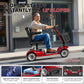 Foldable 4-Wheel Mobility Scooter for Seniors – 20Ah Large Capacity Battery, Adjustable Seat, Electric Travel Scooter, Red