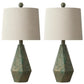 20.25-Inch Green Table Lamps, Set of 2, Vintage Bedside Lamps for Bedroom and Living Room