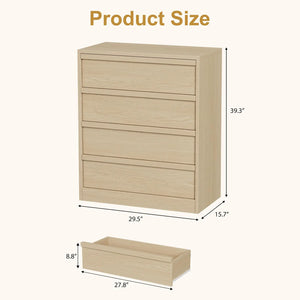 4-Drawer Wooden Nightstand with Large Storage, Modern Bedside Table & End Cabinet for Bedroom, Living Room & Entryway