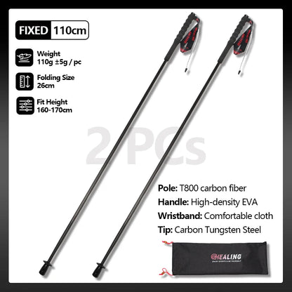 Ultra-Light Carbon Fiber Foldable Trekking Poles – 5-Section Hiking Sticks with EVA Grip, 2-Pack