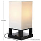 Compact Bedside Table Lamp with USB Charging Port and Wood Frame, Modern Asian Style for Bedroom and Living Room
