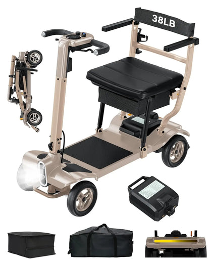 4-Wheel Folding Mobility Scooter for Adults – 250W Motor, 15-Mile Range, 330 lb Capacity & Removable Battery
