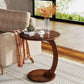 Round C-Shaped Side Table with Wood Top, Mid-Century Modern Sofa End Table for Living Room & Bedroom