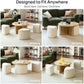 Round Ottoman Coffee Table with 4 Nesting Bouclé Seats, Hidden Storage & Reinforced Wood Frame