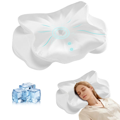 Ergonomic Cooling Memory Foam Neck Pillow with Contoured Support & Removable Washable Cooling Cover, 1-Pack