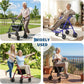 2-in-1 Rollator Walker and Transport Wheelchair for Seniors & Adults, Adjustable Height, Carbon Steel Frame, 6-Inch Wheels, Underseat Storage