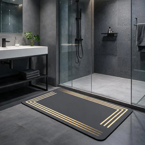 Square Diatomaceous Earth Bathroom Mat, Quick Dry Absorbent Bath Rug with Non-Slip Rubber Backing for Kitchen & Entryway