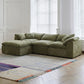 109-Inch Modern L-Shaped Cloud Sectional Sofa – Oversized 3-Seater Deep Seat Chenille Couch with Ottoman, White