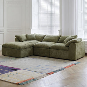 109-Inch Modern L-Shaped Cloud Sectional Sofa – Oversized 3-Seater Deep Seat Chenille Couch with Ottoman, White