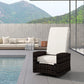 360° Swivel Rattan Outdoor Recliner Chair – Adjustable Cushioned Patio Lounge Chair with Footrest, Khaki