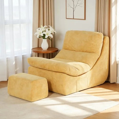 Extra Large Chaise Lounge Chair with Ottoman – Oversized Single-Seat Floor Couch for Living Room