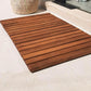 Solid Teak Wood Bath Mat, Non-Slip Wooden Shower Floor Mat with Rubber Feet for Sauna, Pool, Hot Tub & Entryway
