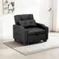 Convertible Reclining Sofa Bed with Vibration Massage – PU Leather Chaise Lounge Chair with Lumbar Pillow, Black