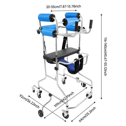 Adjustable Rehabilitation Stand-Up Walker – 220 lbs Capacity, 8-Wheel Walking Support Aid