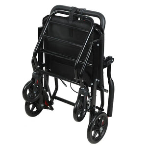 17.7 Inch Narrow Foldable Transport Wheelchair with Pull Bar