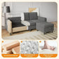 78-Inch L-Shaped Sectional Sofa – 3-Seat Grey Linen Couch with Storage Ottoman & Convertible Chaise for Small Spaces