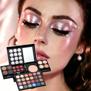 All-in-One Makeup Kit with Mirror, Eyeshadow, Blush & Lipstick, Multi-Functional Makeup Box