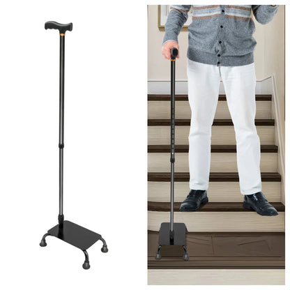 2-in-1 Adjustable Stair-Climbing Assist Cane with Support Step – 330 lbs Capacity Walking Aid for Seniors