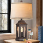 24-Inch Rustic Farmhouse Table Lamp with Touch Dimming, Nightlight and USB-A/USB-C Ports
