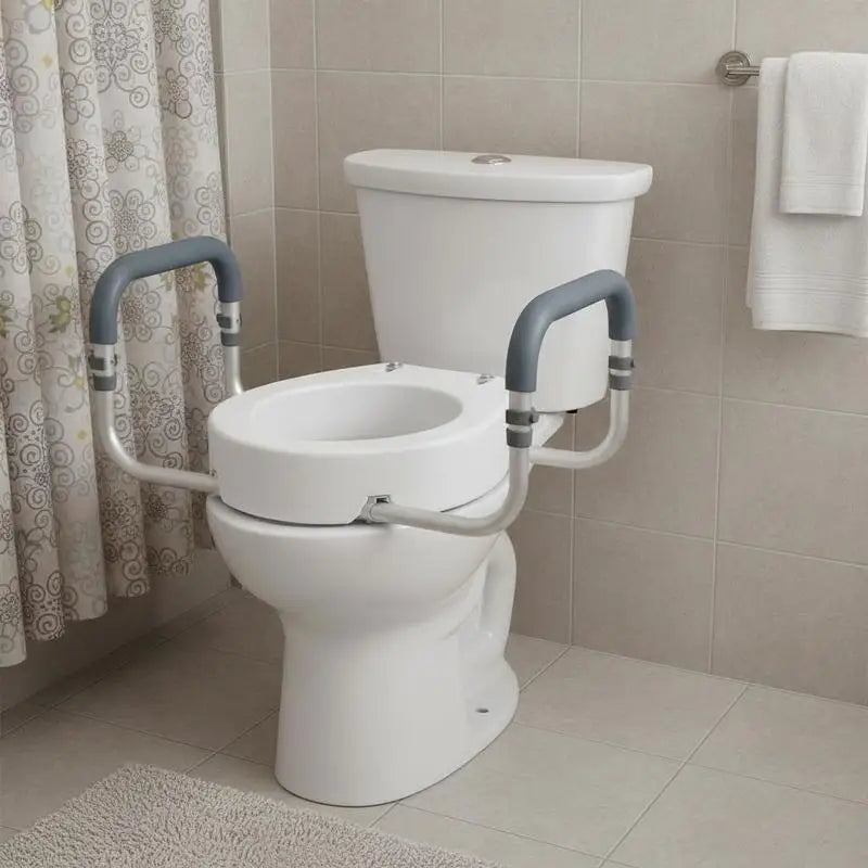 3.5" Elevated Toilet Seat for Seniors – Raised Commode Seat for Standard Round Toilets, 300 lb Capacity