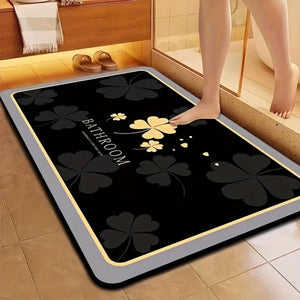 Square Diatom Mud Bathroom Mat, Quick Dry Absorbent Bath Rug with Non-Slip Rubber Backing for Bathroom & Entryway