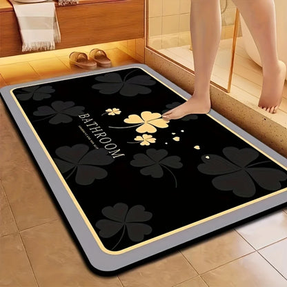 Square Diatom Mud Bathroom Mat, Quick Dry Absorbent Bath Rug with Non-Slip Rubber Backing for Bathroom & Entryway