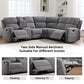 Large L-Shaped Reclining Sectional Sofa – Upholstered Corner Couch with Padded Headrests & 2 Cup Holders for Living Room
