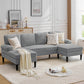 U-Shaped 4-Seater Sectional Sofa – Upholstered Lounge Sleeper Couch with Removable Cushions for Living Room
