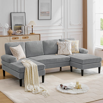 U-Shaped 4-Seater Sectional Sofa – Upholstered Lounge Sleeper Couch with Removable Cushions for Living Room