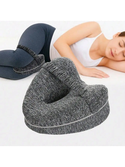 Memory Foam Knee Pillow with Adjustable Strap – Leg & Knee Support Cushion for Side Sleepers with Washable Cover