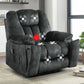Manual Massage Recliner Chair with Heat – Soft Fabric Upholstered Lounge Chair with Hidden Cup Holders & Side Pocket
