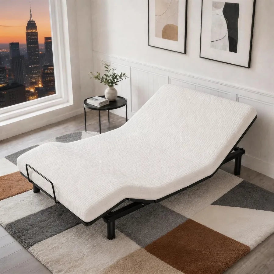 Queen Electric Adjustable Bed Base with Remote Control, Head & Foot Incline Adjustable Bed Frame – Frame Only, Mattress Not Included