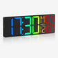 18-Inch RGB LED Digital Wall Clock with Remote Control, Temperature & Date Display, Timer, Auto DST, Dimmable Brightness