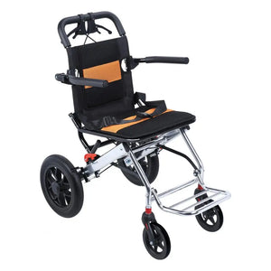 Lightweight Foldable Transport Wheelchair – 15.75" Seat Portable Travel Chair with Handbrakes