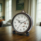 Retro Metal Analog Alarm Clock with Large Numbers, Silent Non-Ticking Movement, Vintage Bedside Table Clock for Bedroom