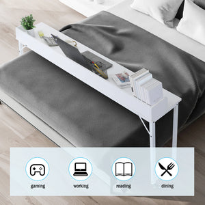 Queen/Full Size Overbed Table with Wheels, Mobile Rolling Laptop Computer Desk, Dining & Bar Table for Bedroom and Home