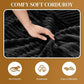 145-Inch Oversized U-Shaped Cloud Sectional Sofa – Plush Corduroy Deep Seat Modular Couch for Living Room, Jet Black
