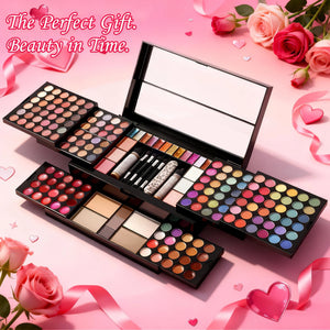 Makeup Gift Set with Lipstick & Eyeshadow Palette, Long-Lasting Smudge-Resistant Cosmetics Gift Box