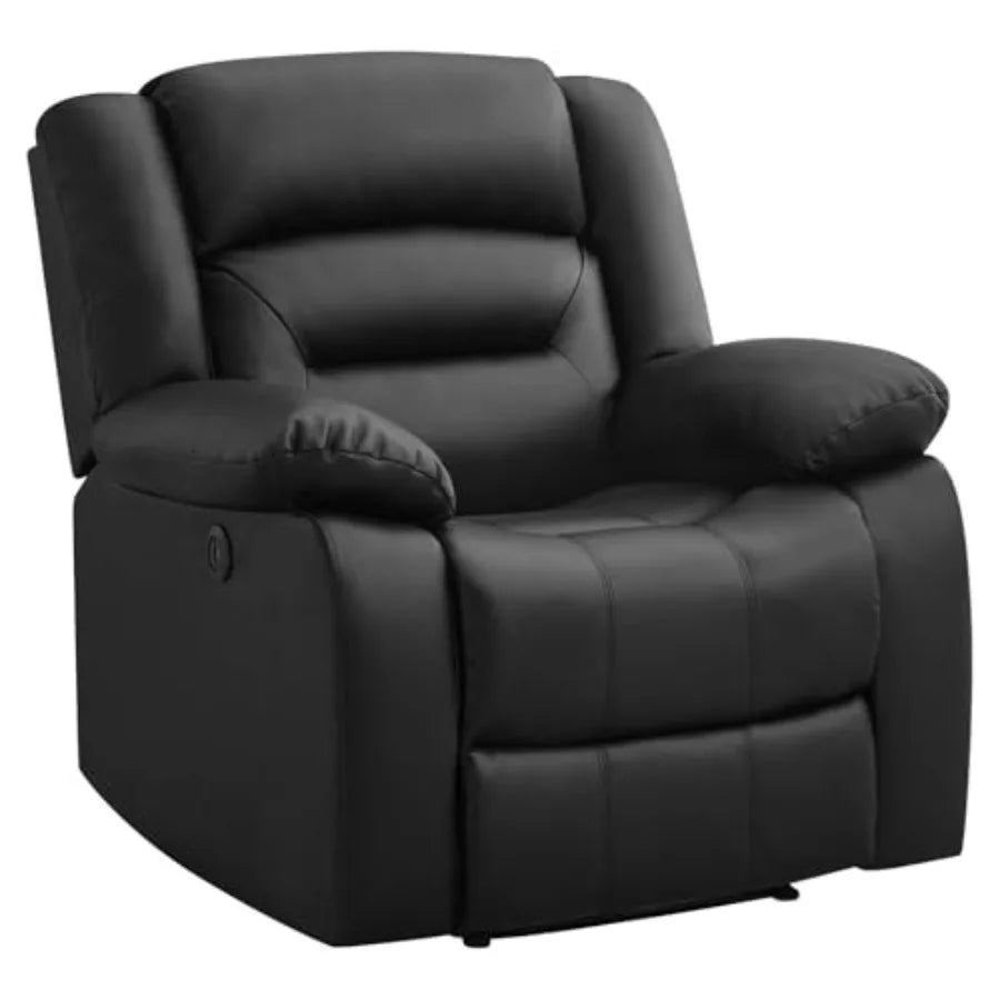 Classic Oversized Power Recliner Chair, Electric Faux Leather Overstuffed Reclining Sofa with Soft Cushioned Seat & Backrest