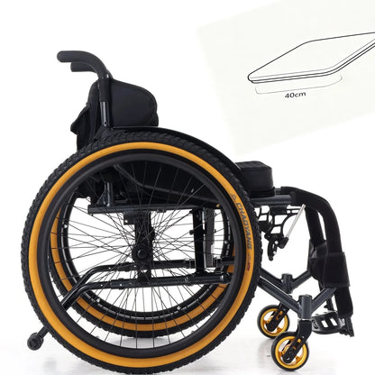 40cm Lightweight Alloy Folding Sport Wheelchair with Quick Release Wheels