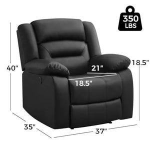 Classic Oversized Power Recliner Chair, Electric Faux Leather Overstuffed Reclining Sofa with Soft Cushioned Seat & Backrest
