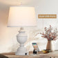Modern Farmhouse Table Lamps Set of 2 with USB Ports, 3-Way Dimmable Touch Control, Washed Finish Bedside Nightstand Lamps