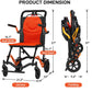Ultra-Lightweight Foldable Transport Wheelchair – 18 lbs Aluminum Travel Chair with Flip-Back Armrests & Handbrakes