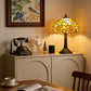 12-Inch Stained Glass Table Lamp with Yellow Sunflower Design, Bedside Reading Light for Bedroom and Living Room