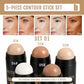 5-Piece Cream Concealer, Contour and Highlighter Stick Set, Full Coverage Face Makeup